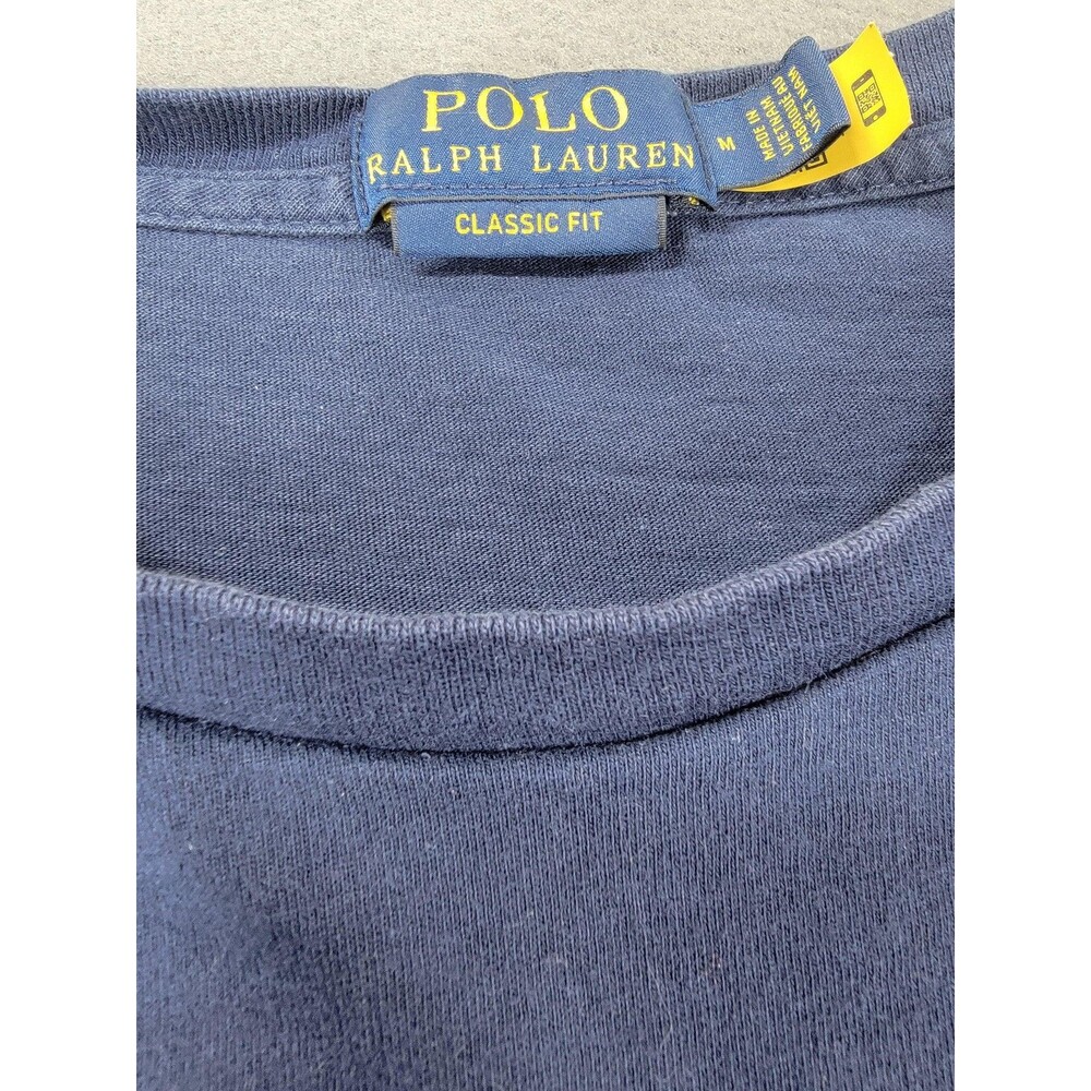 Polo Ralph Lauren Shirt Mens Medium Blue Classic Fit Splatter Spell Out Logo Tee - Picture 3 of 12